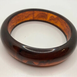 BAKELITE Vintage 1930s Translucent Root Beer Color Bangle Bracelet Rockabilly